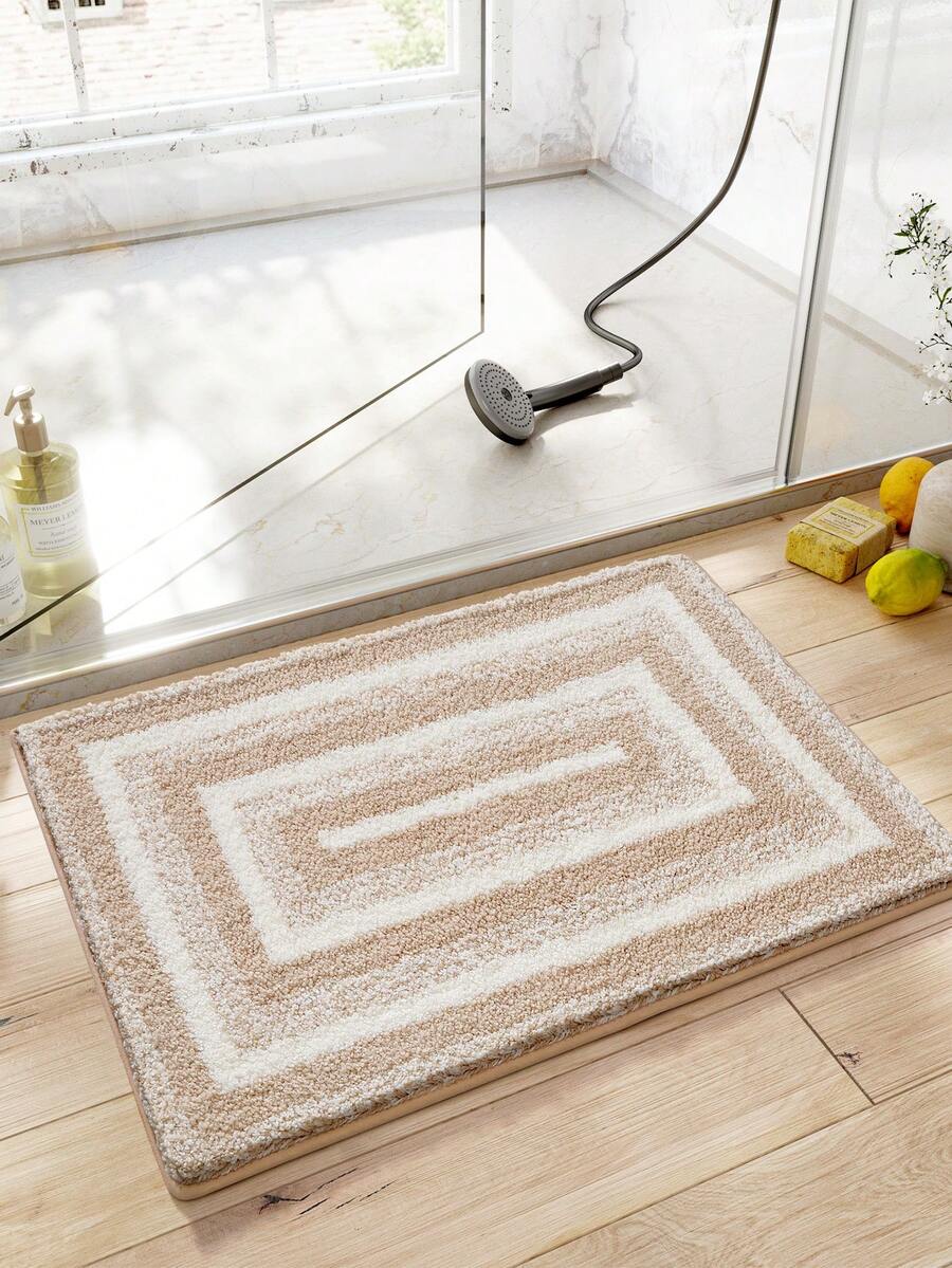 DAJIANG 1pc Bathroom Rug Mat, Flocked Soft Touch, Pink Bow Design, TPR Non-Slip Back, Suitable For Kitchen, Outdoor, Indoor, Hallway, Bedroom, Living Room Bedside, Machine Washable Easy To Clean, Bathroom Decor Rug, Autumn/Winter Decoration