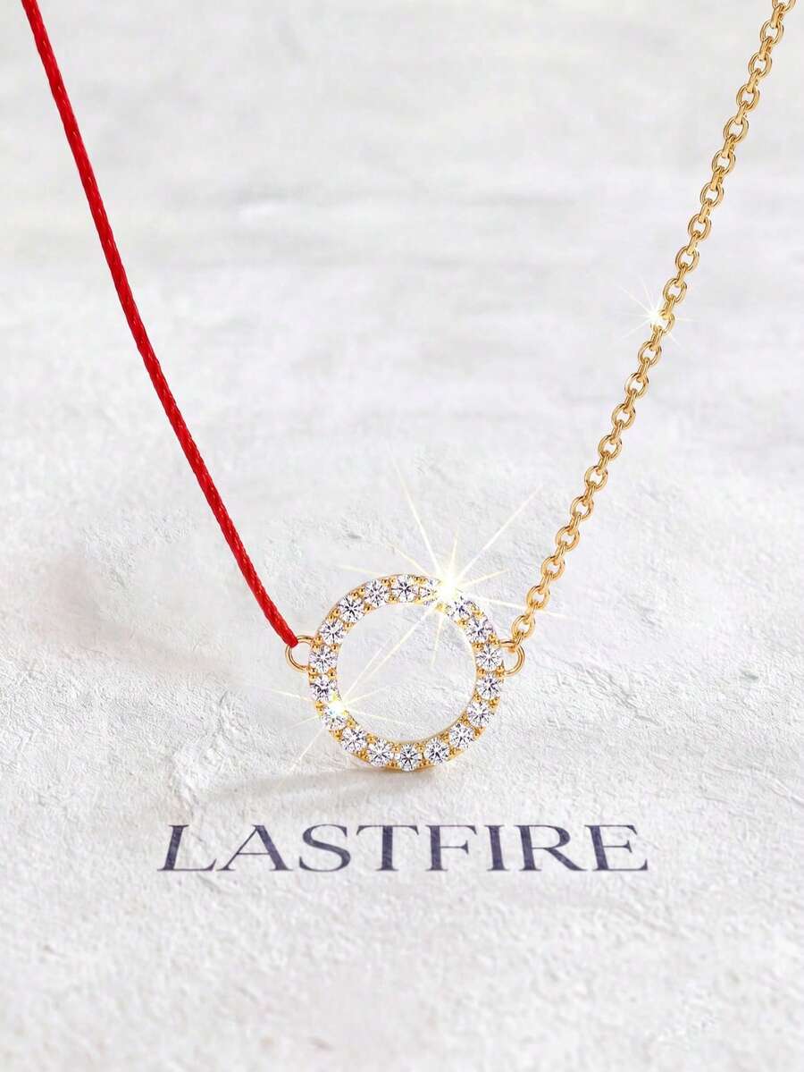 1pc Moissanite Necklace, Exquisite Lucky Circle Pendant Necklace, Suitable For Women's Daily Wear And Gift Giving