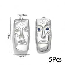 1/5 Pcs Stainless Steel Gold Plated Abstract Face Mask Charm, DIY Jewelry Making Pendant - Pendant - View 17