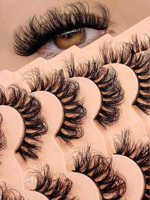 D Curl Luxury Fluffy Thick Messy Faux Mink False Eyelashes, Reusable, Soft, Comfortable - View 4