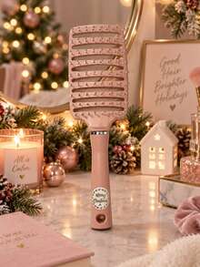 1pc Christmas Themed Fluffy Ribbed Comb With Curved High Crown Design, Comes With Cleaning Hook, Fine-Tooth Design Massages Scalp, Allows Self-Styling At Home, Daily Hair Care Assistant Massage Comb - Christmas Ribbed Comb - View 4