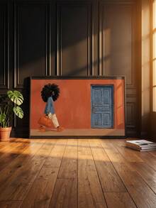 قطعة واحدة لوحة جدارية قماشية بدون إطار بنص "Hello"، طباعة حرف "Hello" بخط هندسي حديث، تصميم بسيط باللونين الأسود والأبيض، مناسبة للمدخل وغرفة المعيشة وغرفة النوم - 111 - مشاهدة 10