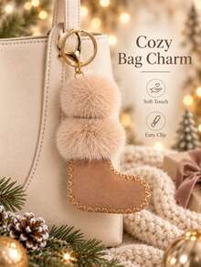 Autumn/Winter New Cute Fashion Personalized Pom Pom Christmas Sock Pendant Mini Boots Charm Fashion Versatile Keychain Designer Style Suitable For Girls Gift - Multicolor - View 12