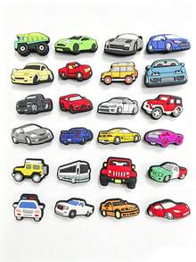 24Pcs Car Shoe Charm Set, Assorted Simulated Car Figures, Removable Charms, Cute Decor Accessories For Shoes - Multicolor - View 2