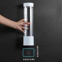 Pc Disposable Cup Holder Automatic Dispenser, No Drilling Required, Wall-Mounted, Desktop, Dust-Proof Paper Cup Rack, Water Dispenser, Home Water Dispenser, Large Capacity Dust-Proof Water Cup Storage Side Rack - A - View 5