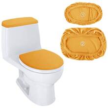1 Set (2pcs) Super Soft Toilet Seat Cover And Tank Lid Decorative Protective Cover Set, Toilet Seat Cover And Dust Cover, Elastic Toilet Seat Cover With Elastic Base, Machine Washable, Suitable For Most Toilet Tanks And Toilet Seats, Home Decor - Multicolor - View 11