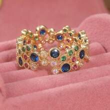 Creative Vintage Asymmetrical Multicolor Women's Ring, Exquisite Jewelry Accessory Suitable For Holiday Party Wear - Gold - View 9