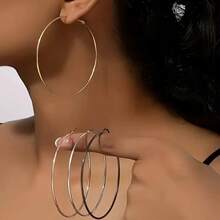 Anting Bulat Klasik Sederhana dari Baja Tahan Karat, Unisex, Gaya Punk, Anting Menarik Perhatian Ukuran Besar atau Kecil - lingkaran - View 1