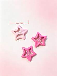 30/70/160Pcs Glitter Star BB Hair Clips, Two-Tone Pink, 3D Star Shape, Non-Slip Strong Grip, No Hurt Hair, Girls Cute Side Bangs Barrettes - Hot Pink - View 3
