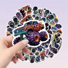 50pcs Cool Monster Truck Pattern Stickers, Fun Decorative Stickers Suitable For Car Decals, Bumper Stickers, Laptop Stickers, Add Fun To Your Life, Birthday Gift, Easter Gift, Christmas Gift, Valentine's Day Gift, Perfect Gift Choice, Perfect Gift For Back To School Season - 50pcs - View 5