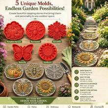 DIY Garden Path Paving Mold, Reusable Sunflower Stepping Stone Mold, Gardening Tool Set - Perfect For Non-Slip Stepping Bricks, Suitable For Patio, Garden, And Vegetable Patch, Adding Decoration To Your Garden And Yard - Multicolor - View 8
