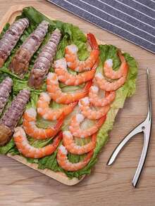 1/2pcs Stainless Steel Shrimp Peeling & Deveining Tool, Shrimp Peeling & Cleaning Utensil, Seafood Processing & Kitchen Use - Multicolor - View 3