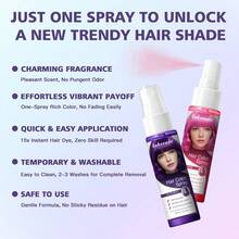 Temporary Hair Color Spray, Hair Dye Spray With Gentle Formula, Instant Hair Coloring & Styling Spray, Quick Hair Makeup, Covers Gray Hair, Creates Different Natural Color Effect, Easy To Use, Temporary Hair Dye, Suitable For Parties, Cosplay - Multicolor - View 4