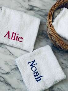 Personalized Embroidered Face Towel, Personalized Embroidered Face Cloth With Multi-Color Embroidered Name, Suitable For Pajama Party, Bathroom, SPA, Bridesmaid Gift, Wedding Gift, Love Gift, Party Favor, Hotel Customization, Soft And Absorbent Face Towel For Friends - Multicolor - View 4