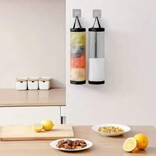 1pc/2pcs Wall Mounted Plastic Bag Dispenser Rack Storage Organizer, Suitable For Home, Kitchen, Beach Party, Food, Camping, Organization, Room Decor, Kitchen Accessories, Halloween, Christmas Use - Multicolor - View 11