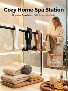 3/1pc Double-Sided Shower Door Hook, Bathroom Storage Rack, Suitable For Towels, Bath Balls, Underwear, Bath Brushes - Multicolor - View 5