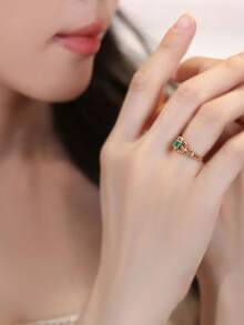 1件優雅立方鋯石女款戒指，婚禮訂婚派對珠寶，情人節禮物 - 2# - 查看 3