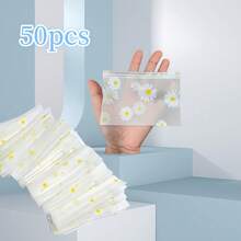 10/20/50/100pcs Daisy Print Frosted Plastic Zipper Bags, Reusable Transparent Self-Sealing Storage Bags For Cosmetics, Jewelry, Hair Accessories, Stationery, Crafts Organization - Multicolor - View 14