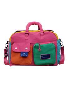 [Travel Duffel Bag] Large Capacity Expandable Stylish Color Block Travel Duffel Bag - Adjustable Shoulder Strap - Women's Weekend Overnight Tote Bag - Perfect For Short Trips, Gym, Outdoor Activities & Everyday Use - Multicolor - View 10
