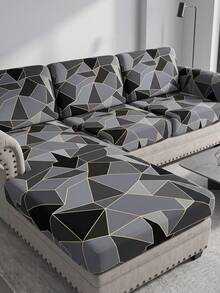 1pc Geometric Print Milk Silk Sofa Cover, High Elasticity Washable Sofa Cover, All Season Use, Suitable For Patio, Garden, Poolside And Various Occasions, Sold Individually, Sofa Cover Protector, Fits 1/2/3/4 Seater Sofa - Multicolor - View 9