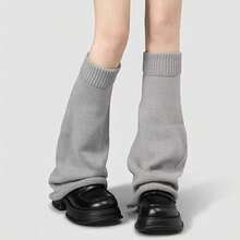 chuanwa(2) 1 Pair Women Solid Color Ribbed Top Knit Leg Warmers, Slouchy Flare Stacked Leg Socks, Y2K JK Leg Covers Fit Loafers - Multicolor - View 9