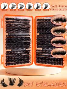 720/684/648/120 Clusters Lashes D Curl Thick Fluffy Fish Tail Eyelashes High Capacity, DIY At Home, Fake Lashes Book Beginner Friendly Kit, Long Lasting Eyes Makeup, Segmented Lashes Extensions Lightweight Bundle Lash With Lash Glue, Tweezers, Brush - Burnt Orange - View 7