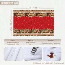 1pc Christmas Winter Santa Village Snow Scene Pattern Tablecloth, Stain-Resistant Dining Table Decor Cloth, Suitable For Kitchen, Dining Table, Coffee Table, TV Stand, Entryway, Party Holiday Decoration, Home Decor, Christmas Gathering - Multicolor - View 12