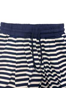 Casual Fashion Versatile Striped Drawstring Loose Fit Women's Long Pants, New Autumn/Winter Style, Suitable For Daily Commute - Blue - View 7