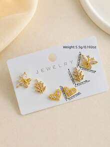 3 Pairs/6 Pieces Cute Fashionable Women's Earring Set, Suitable For Daily Commute, Date, Vacation Wear, Gift For Best Friend, Gift For Friend - Multicolor - View 4