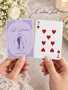 1pc Personalized Custom Wedding Poker Cards,Custom Names Date Vintage Couple Sketch Playing Cards,Wedding Favor Souvenir Gift,Wedding Table Decoration - Multicolor - View 4