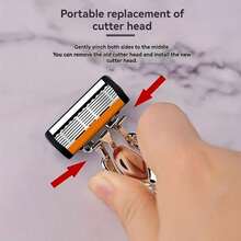 Men's Manual Shaving Set - Ultra Sharp 6-Blade, Replaceable Razor Head, Ergonomic Handle Design, Precise And Smooth Shaving Essential, Reusable Replacement Blades, Free Blade Storage Box, Perfect Gift For Father's Day And Birthday (Gift Box Not Included) - Multicolor - View 10