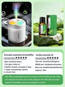 1pc 180ml Car Aromatherapy Humidifier With Colorful Gradient Ambient Light, USB Portable Power, Quiet Operation, Desktop Decor With Color Light, Car Mist Humidifier With 5 Essential Oils, Suitable For Indoor Decoration, Office And Car Use - A - View 25