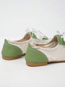 XfLadies' Color Blocked Flat Casual Shoes With Elastic Pleats At The Heel, Suitable For Casual Daily/Commuting/Shopping/Travel Wear. - Green - View 8