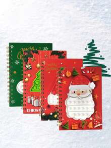 1pc A5 Christmas Coil Students Notebook,Pocket Size Side Flip Notepad,Loose-Leaf Journal,Cute Xmas Stationery,School Memo Book,Christmas Gift For Kids - Multicolor - View 1