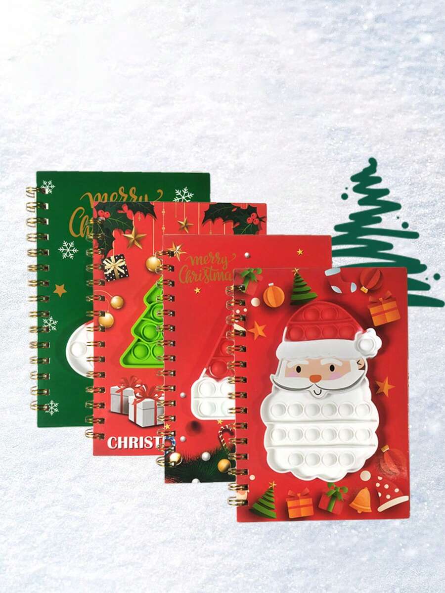 1pc A5 Christmas Coil Students Notebook,Pocket Size Side Flip Notepad,Loose-Leaf Journal,Cute Xmas Stationery,School Memo Book,Christmas Gift For Kids - Multicolor - View 1