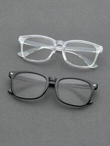 2/3PCS Unisex Fashion Small Square Frame Non-Prescription Glasses, Plastic Material, Square Shape, Retro Style, Suitable For Back To School, Business Office, Daily Use, Outfit Matching, Street Photography, Party Gathering, Perfect As A Gift, Suitable For All Face Shapes, High Quality Glasses - Transparent - View 6