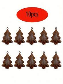 10/5pcs Rustic Christmas Tree-Shaped Bells For Holiday Decorations, Featuring Handmade And Decorative Elements For A Country-Style Farmhouse Vibe - Multicolor - View 2