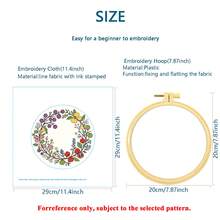 Fresh Four Seasons Floral & Fruit Embroidery Kit, Beginner DIY Material Pack, 2 Styles Available, Healing Home Decor, Bedroom Desk Ornament, Gift For Best Friend, Includes Embroidery Hoop + Instruction Manual - Multicolor - View 3