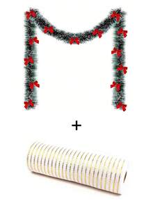 Christmas Wreath Decoration Set, Sequin Wreath And Transparent Mesh Ribbon With Red Bow, Christmas Tree Hanging Ornament, Holiday Home Party Decor - Multicolor - View 11