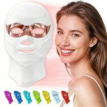 7-Color Facial And Neck Light Therapy Device, Home LED Light Therapy Equipment, Red Light Therapy, Suitable For All Skin Types, Facial Skincare Tool, Wireless Charging, 900mAh Lithium Battery (White Facial And Neck Integrated) - Multicolor - View 2