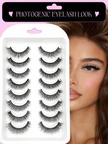 Asiteo 8 Pairs Luxury Cat Eye Fluffy Thick Faux Mink False Eyelashes, Voluminous & Dramatic, Messy Lightweight Look, Reusable, Easy To Wear, Suitable For Daily Makeup, Shopping And Outings - Black - View 2