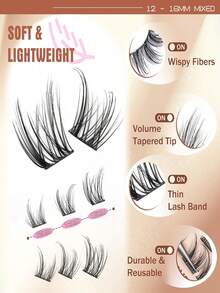 Natural Clustered False Eyelashes, Fairy Style DIY Single Cluster Lash Extensions, Salon Effect, Pointed Natural False Eyelashes - C - View 6