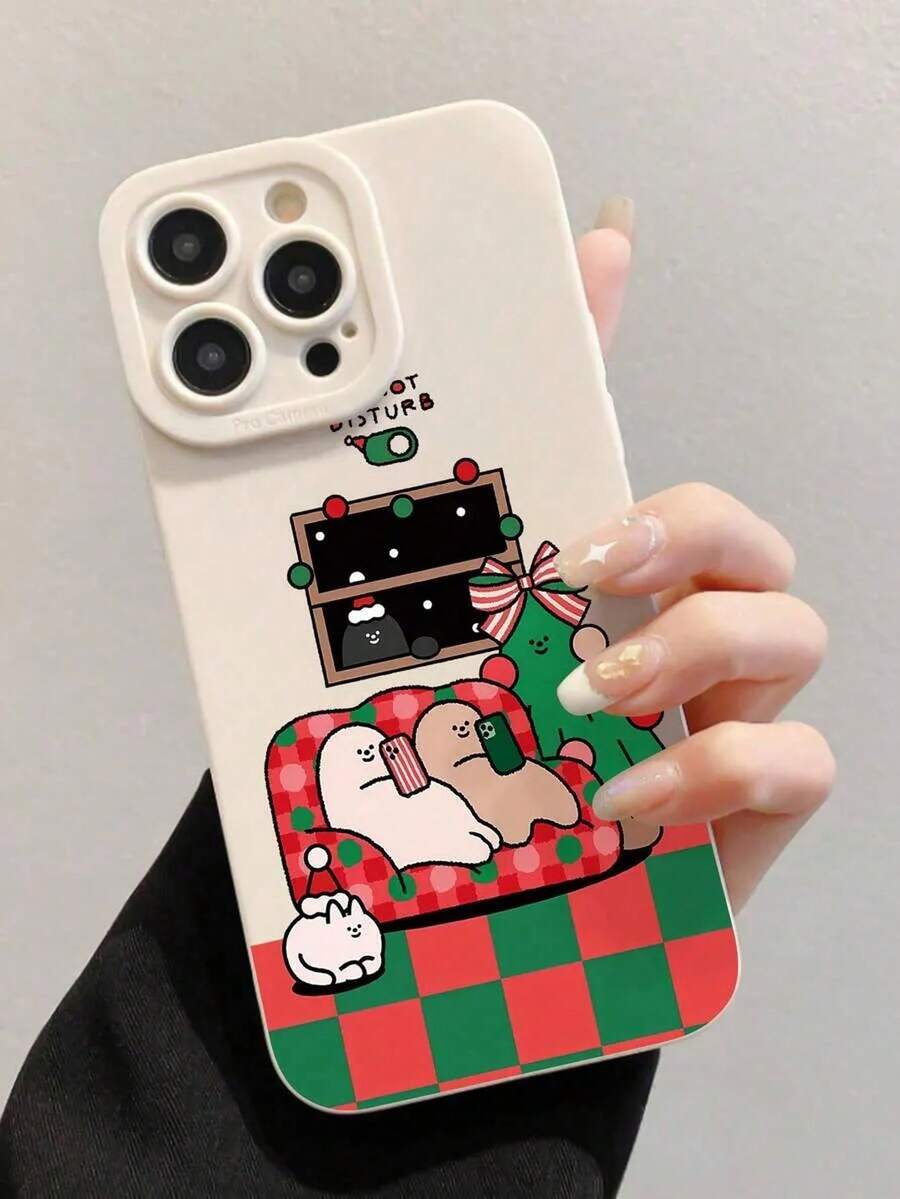 1pc Cozy Christmas Living Room Cat Cartoon Print Phone Case,Compatible With IPhone 18 Pro Max 17 Pro Max 16 Pro Max 15 Pro Max 14 Pro Max & 11/12/13/14/15/16/17/18 Pro/Plus - Multicolor - View 1
