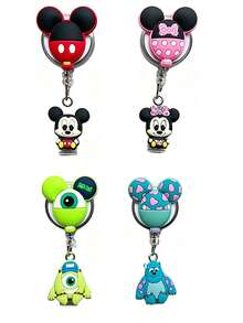 1/2/4/10入 Disney 可伸縮卡通識別證捲軸夾，可愛角色 ID 識別證套，適合護理師、教師與辦公室職員 - Y - 查看 10