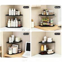 Triangular Storage Rack, Kitchen Spice Organizer, Cosmetic Makeup Holder, Bathroom Organizer, Office Desk Display Shelf, Corner Triangular Rack, Multi-Layer Wall Mount Storage, Corner Storage Solution, Suitable For Bathroom, Kitchen, Bedroom, Living Room - Multicolor - View 11