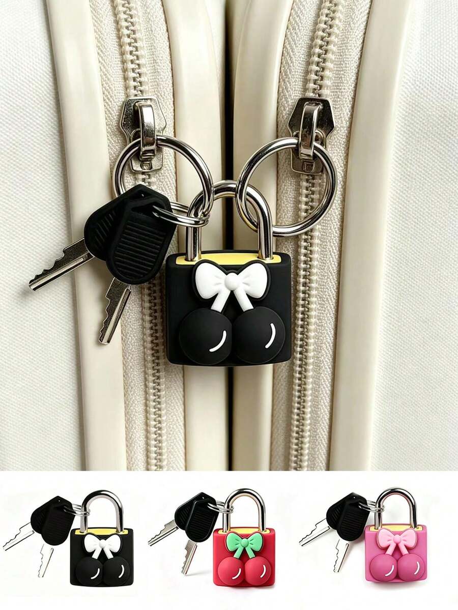 Cherry Decor Mini Padlock With 2 Keys, Small Travel Lock For Backpacks, Lockers And Gym Bags, Essential For School, Outdoor Travel And Student Dorms, Durable Combination Lock Alternative - Multicolor - View 1