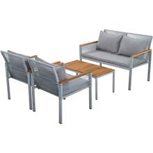 Garden Lounge Set, Garden Furniture Set With Comfortable Cushions, Double Sofa, 2 Armchairs And Table, Outdoor, Rattan, Table And Chairs, - Gray + PE Rattan+Iron+Waterproof Fabric - View 6