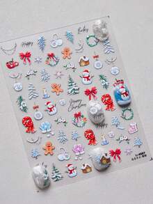 1 Embossed Nail Art Charm Sticker Popular Self-Adhesive Winter Nail Art Sticker Cute Christmas Nail Decoration Sticker DIY - Multicolor - View 8