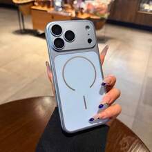 啞光金屬磁吸手機殼，適用於 iPhone 18 Pro Max 17 16 15 14 13 Pro，附鏡頭保護膜，支援無線充電，防摔保護殼，適合女性男性的禮物選擇 - 淺藍色 - 查看 2