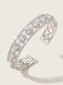 1 chiếc vòng tay cuff bản rộng rỗng hình thoi sang trọng thanh lịch cho nữ, tiệc tối, đám cưới, làm quà tặng - Nhiều màu - Xem 6